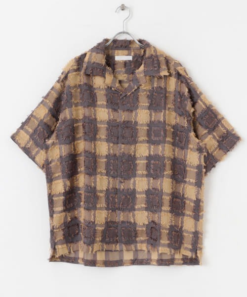 SENSE OF PLACE by URBAN RESEARCH（センスオブプレイスバイアーバンリサーチ）の「フリンジオープンカラーシャツ(5分袖)（シャツ/ブラウス・メンズ・パープル/アイボリー/ブラック・LARGE/MEDIUM）」の15枚目の写真