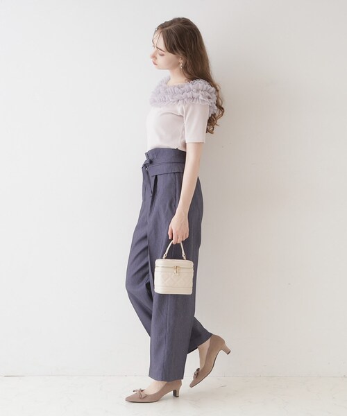 couture brooch(クチュールブローチ)の「◆【アンチピリング・マシンウォッシャブル・オトナ可愛い】チュールフリルテレコトップス(Tシャツ/カットソー・レディース・ライトグレー/ブラック・38/40/42)」の7枚目の写真