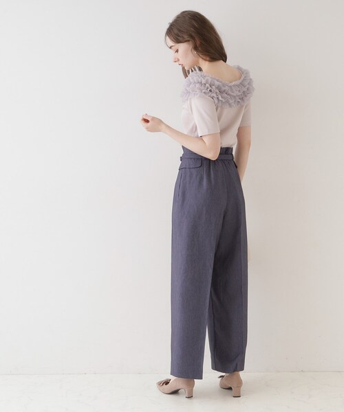 couture brooch(クチュールブローチ)の「◆【アンチピリング・マシンウォッシャブル・オトナ可愛い】チュールフリルテレコトップス(Tシャツ/カットソー・レディース・ライトグレー/ブラック・38/40/42)」の8枚目の写真