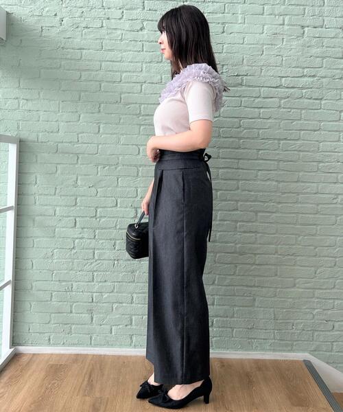 couture brooch(クチュールブローチ)の「◆【アンチピリング・マシンウォッシャブル・オトナ可愛い】チュールフリルテレコトップス(Tシャツ/カットソー・レディース・ライトグレー/ブラック・38/40/42)」の13枚目の写真