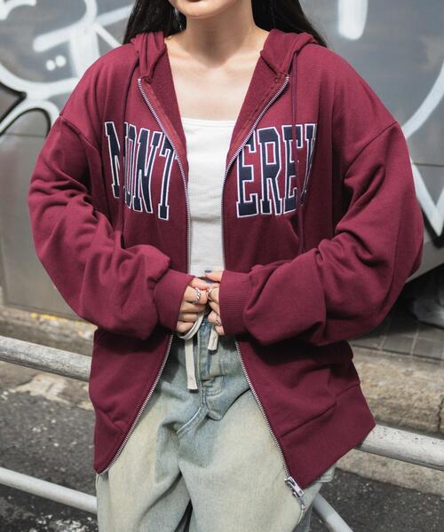 WEGO（ウィゴー）の「WEGO/ロゴWジップビッグパーカー（パーカー・レディース・杢グレー/ワイン・FREE）」の13枚目の写真