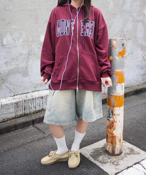 WEGO（ウィゴー）の「WEGO/ロゴWジップビッグパーカー（パーカー・レディース・杢グレー/ワイン・FREE）」の10枚目の写真