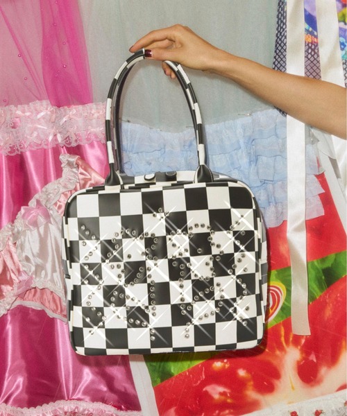 HEY!MrsROSE(ヘイミセスローズ)の「HEY! Mrs ROSE(ヘイ!ミセスローズ)Rhinestone Boston(トートバッグ・レディース・レッド/ブラック/チェック/ブラウン/レオパード/ピンク/アイボリー/イエロー/ブラック×ホワイト/ピンク系その他・FREE)」の4枚目の写真