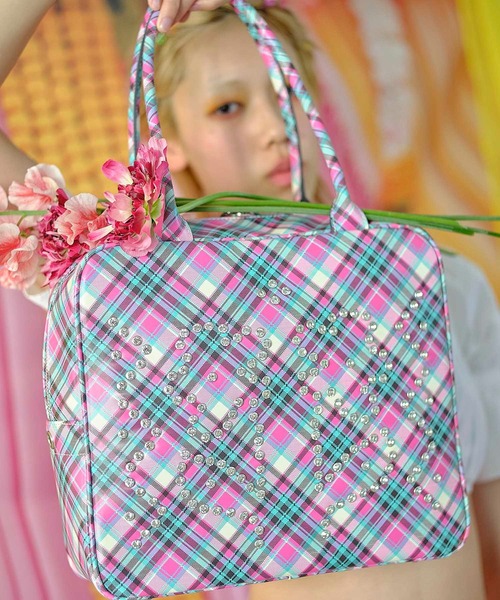 HEY!MrsROSE(ヘイミセスローズ)の「HEY! Mrs ROSE(ヘイ!ミセスローズ)Rhinestone Boston(トートバッグ・レディース・レッド/ブラック/チェック/ブラウン/レオパード/ピンク/アイボリー/イエロー・FREE)」の5枚目の写真