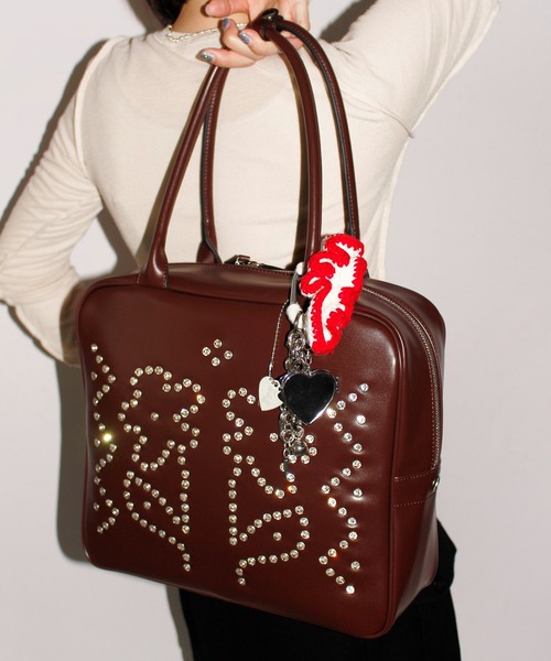 HEY!MrsROSE(ヘイミセスローズ)の「HEY! Mrs ROSE(ヘイ!ミセスローズ)Rhinestone Boston(トートバッグ・レディース・レッド/ブラック/チェック/ブラウン/レオパード/ピンク/アイボリー/イエロー・FREE)」の19枚目の写真