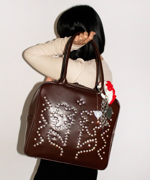 HEY!MrsROSE(ヘイミセスローズ)の「HEY! Mrs ROSE(ヘイ!ミセスローズ)Rhinestone Boston(トートバッグ・レディース・レッド/ブラック/チェック/ブラウン/レオパード/ピンク/アイボリー/イエロー・FREE)」の18枚目の写真