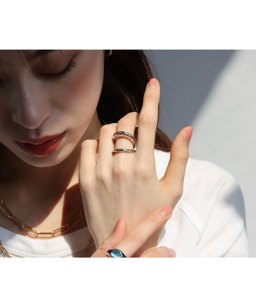 abaskdesign(アバスクデザイン)の「金属アレルギー対応 ダブルライン2WAYリング&イヤーカフ(リング・レディース・ゴールド/シルバー・FREE)」の17枚目の写真