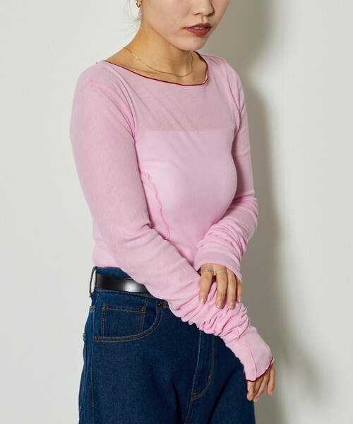 Firsthand（ファーストハンド）の「Firsthand/ファーストハンド ガーゼ天竺ロングスリーブTEE（Tシャツ/カットソー・レディース・ピンク/ホワイト/ブルーグリーン/ブラック・ﾌﾘ-）」の15枚目の写真