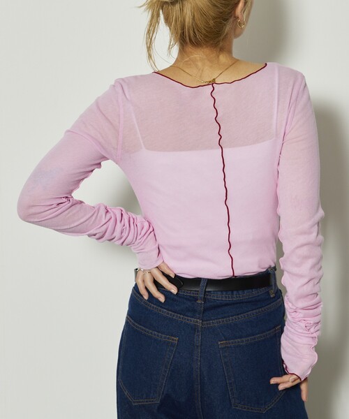 Firsthand（ファーストハンド）の「Firsthand/ファーストハンド ガーゼ天竺ロングスリーブTEE（Tシャツ/カットソー・レディース・ピンク/ホワイト/ブルーグリーン/ブラック・ﾌﾘ-）」の16枚目の写真