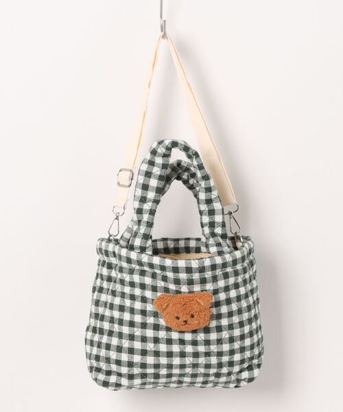 クマ刺繍のチェック柄ショルダーバッグ Mignonjour（ミニョンジュール）の「Mignonjour/チェック柄くま2way