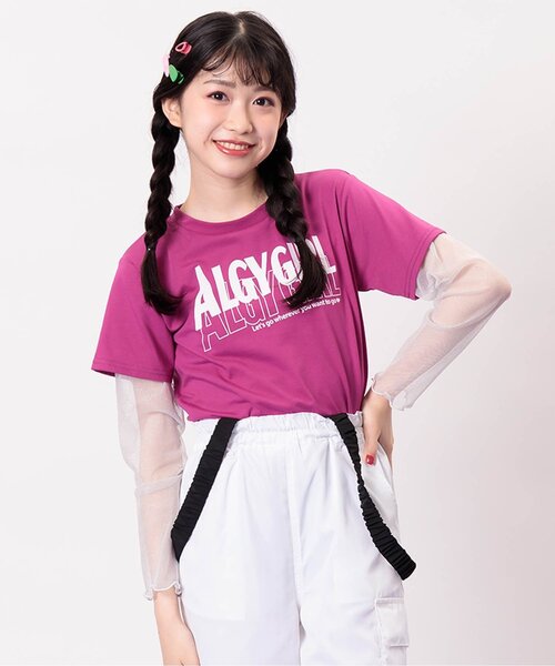 ArgueCulture レイヤード風ロンＴ シャツ切替 ロゴ入り おしゃれ セール】レイヤード風ロンT（Tシャツ/カットソー）｜algy
