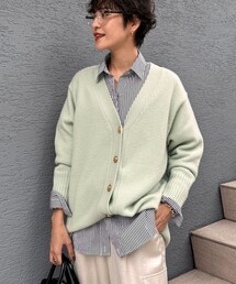 ◇【WEB限定】カシミヤブレンド長めVネックカーディガン(金ボタン) 24AW