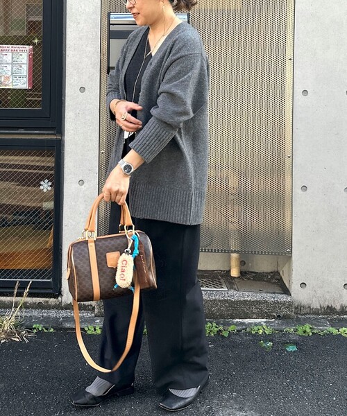 セール】◇【WEB限定】カシミヤブレンド長めVネックカーディガン(金