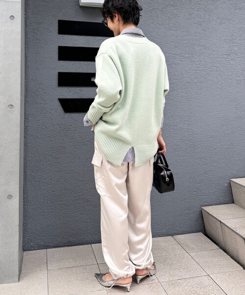 セール】◇【WEB限定】カシミヤブレンド長めVネックカーディガン(金