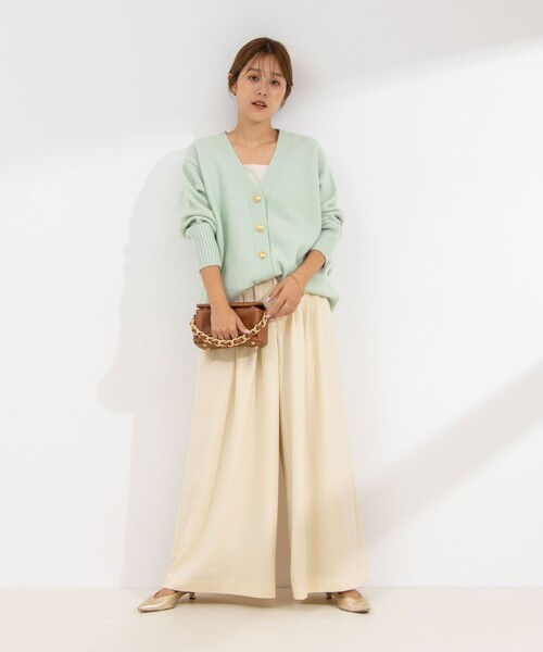 セール】◇【WEB限定】カシミヤブレンド長めVネックカーディガン(金