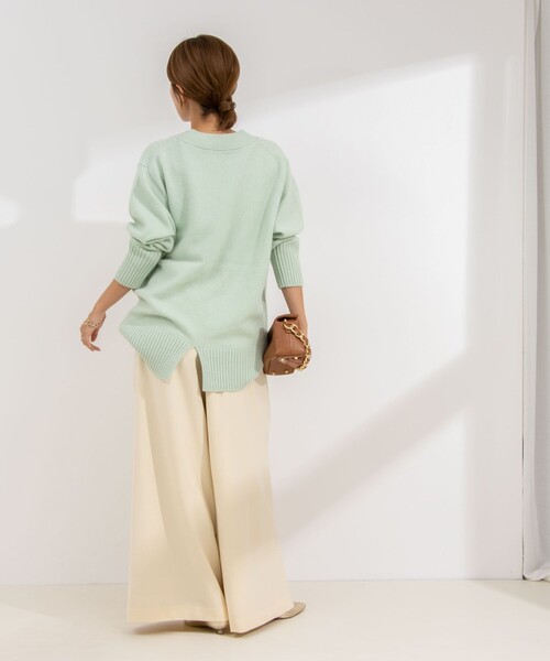 セール】◇【WEB限定】カシミヤブレンド長めVネックカーディガン(金