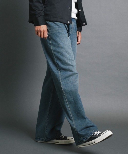 COMMON WARE(コモンウェアー)の「COMMONWARE:10.5oz デニムオーバーダイ バギーパンツ(デニムパンツ・メンズ・ブラック/ブルー・M/L/XL)」の12枚目の写真