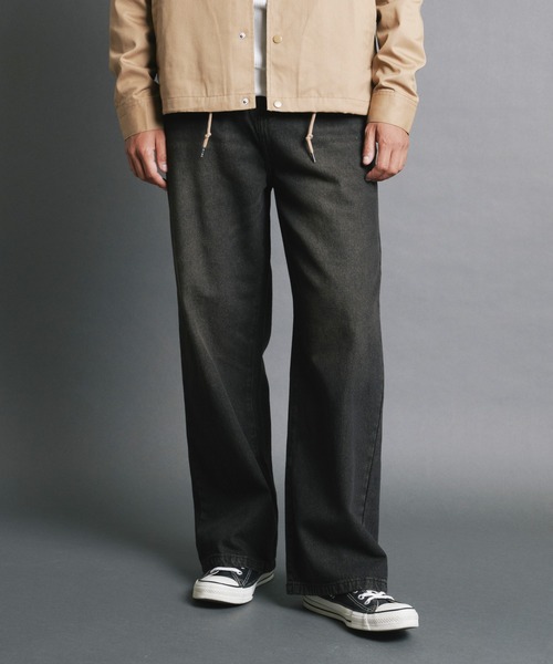 COMMON WARE(コモンウェアー)の「COMMONWARE:10.5oz デニムオーバーダイ バギーパンツ(デニムパンツ・メンズ・ブラック/ブルー・M/L/XL)」の3枚目の写真