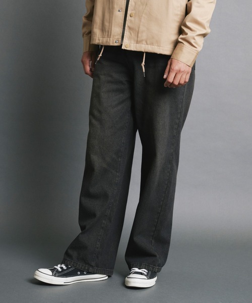 COMMON WARE(コモンウェアー)の「COMMONWARE:10.5oz デニムオーバーダイ バギーパンツ(デニムパンツ・メンズ・ブラック/ブルー・M/L/XL)」の4枚目の写真