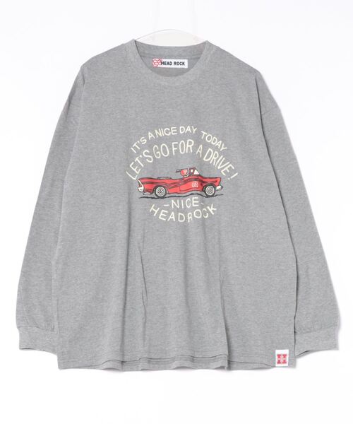HEAD ROCK（ヘッドロック）の「長袖オーバーサイズTシャツ（大人）（Tシャツ/カットソー・レディース・オフホワイト/杢グレー/スミクロ・160/170/180）」の3枚目の写真