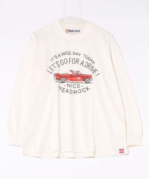 HEAD ROCK（ヘッドロック）の「長袖オーバーサイズTシャツ（大人）（Tシャツ/カットソー・レディース・オフホワイト/杢グレー/スミクロ・160/170/180）」の2枚目の写真