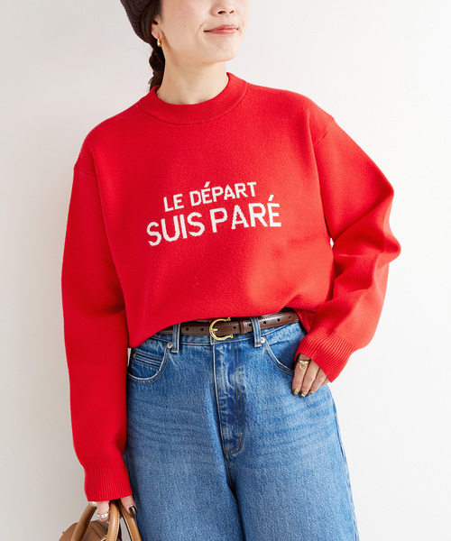 B.C STOCK(ベーセーストック)の「フレンチロゴプルオーバー(ニット/セーター・レディース・ブラック/チャコールグレー/レッド・FREE)」の3枚目の写真