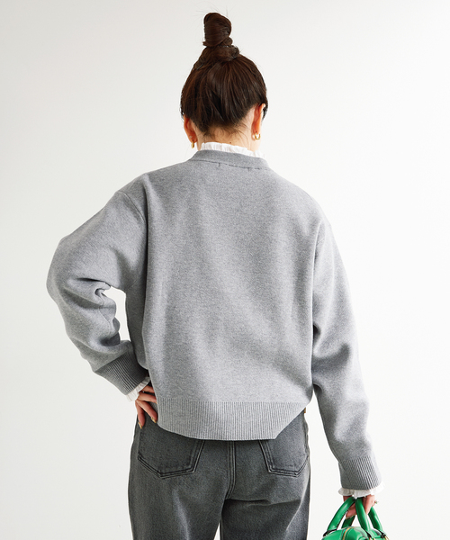 B.C STOCK(ベーセーストック)の「フレンチロゴプルオーバー(ニット/セーター・レディース・ブラック/チャコールグレー/レッド・FREE)」の4枚目の写真