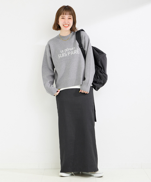 B.C STOCK(ベーセーストック)の「フレンチロゴプルオーバー(ニット/セーター・レディース・ブラック/チャコールグレー/レッド・FREE)」の5枚目の写真