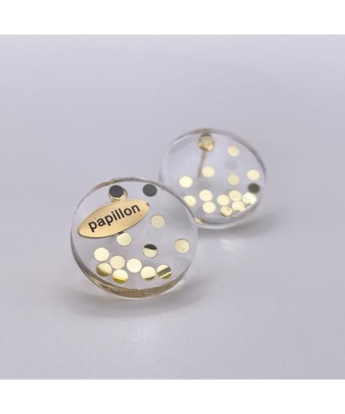 【papillon】ロゴプレートスパンコールイヤリング (MA)（イヤリング）｜tone（トーン）