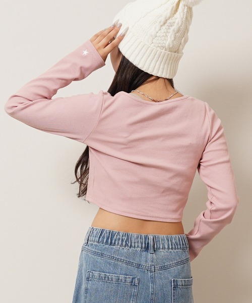 STARTER BLACK LABEL(スターターブラックレーベル)の「テレコ ヘンリーネック ショート丈 長袖Tシャツ / Teleco Henry Neck Short Length Long Sleeved T-Shirt(Tシャツ/カットソー・レディース・ブラック/ホワイト/ピンク・ONE SIZE)」の18枚目の写真