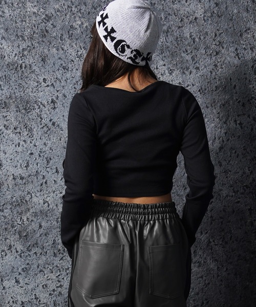 STARTER BLACK LABEL(スターターブラックレーベル)の「テレコ ヘンリーネック ショート丈 長袖Tシャツ / Teleco Henry Neck Short Length Long Sleeved T-Shirt(Tシャツ/カットソー・レディース・ブラック/ホワイト/ピンク・ONE SIZE)」の13枚目の写真