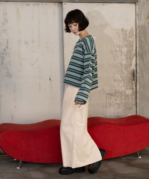 niko and...（ニコアンド）の「ホニョコールペインタースカート（スカート・レディース・アイボリー/チャコール/グリーン・LARGE/MEDIUM）」の9枚目の写真