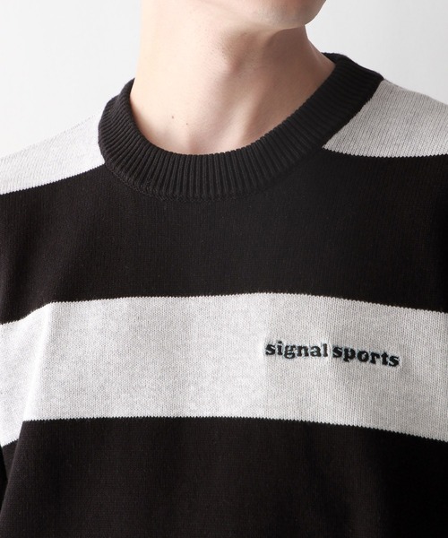 RAGEBLUE（レイジブルー）の「【SIGNAL SPORTS】ボーダー/ワンポイント刺繍クルーネックニット（ニット/セーター・メンズ・ネイビー/グレー・MEDIUM/LARGE）」の13枚目の写真