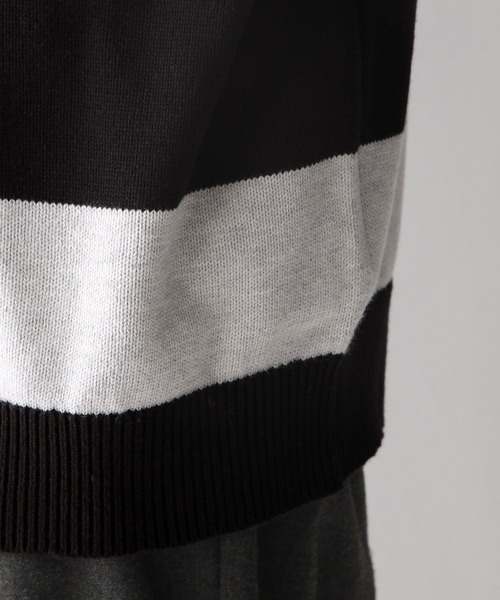RAGEBLUE（レイジブルー）の「【SIGNAL SPORTS】ボーダー/ワンポイント刺繍クルーネックニット（ニット/セーター・メンズ・ネイビー/グレー・MEDIUM/LARGE）」の17枚目の写真
