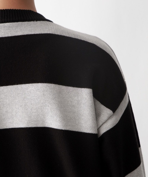 RAGEBLUE（レイジブルー）の「【SIGNAL SPORTS】ボーダー/ワンポイント刺繍クルーネックニット（ニット/セーター・メンズ・ネイビー/グレー・MEDIUM/LARGE）」の18枚目の写真