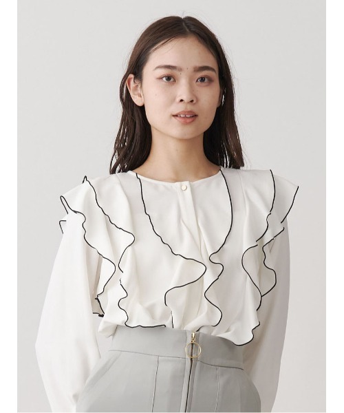 レディース 新品タグ付き2024AW tonal トーナル メロウフリルブラウス