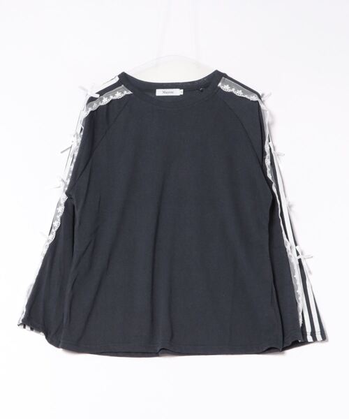 Mayree(メイリー)の「【Mayree】リボン レース サイドライン カットソー(Tシャツ/カットソー・レディース・ネイビー/ホワイト/ブラック・MEDIUM/LARGE/X-LARGE/SMALL)」の6枚目の写真