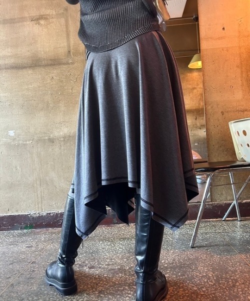 ipugo(イプゴ)の「ipugo/イプゴ 2WAYアシンメトリー スカート ワンピース(スカート・レディース・ブラウン/チャコール・FREE)」の10枚目の写真