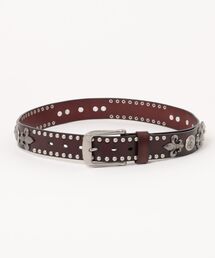 crewre ボタンスタッズレザーベルト　ブラウン 1 crewre ボタンスタッズレザーベルト／ブラウン