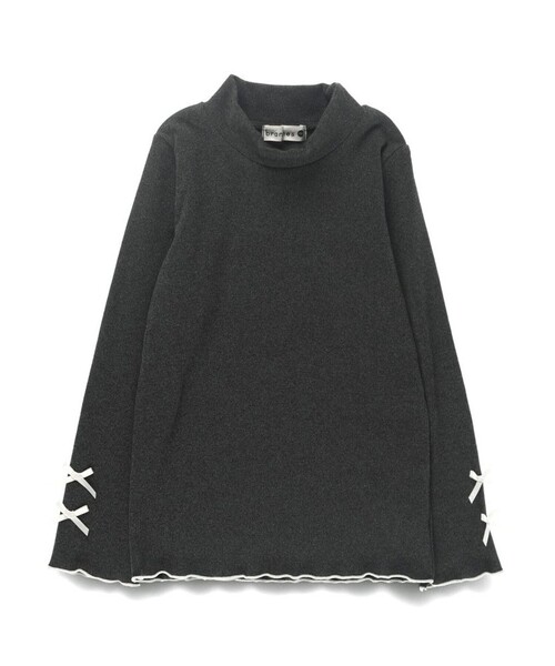 セール】【モチモチニットソー】袖リボン付き長袖Tシャツ（Tシャツ