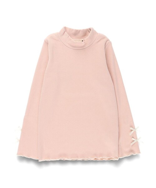 BRANSHES(ブランシェス)の「【モチモチニットソー】袖リボン付き長袖Tシャツ(Tシャツ/カットソー・キッズ・ピンク/アイボリー/チャコールグレー・80/100/90/140/150/120/130/110)」の3枚目の写真