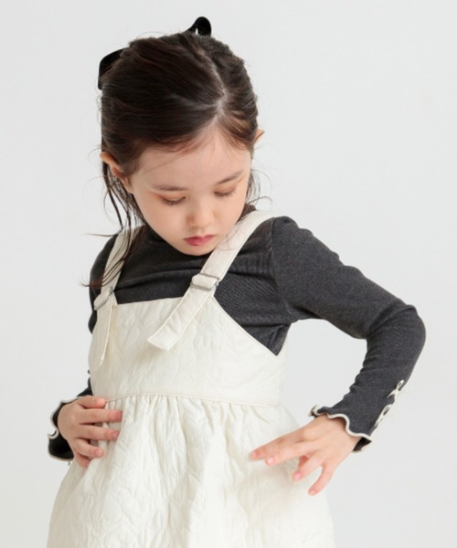 BRANSHES(ブランシェス)の「【モチモチニットソー】袖リボン付き長袖Tシャツ(Tシャツ/カットソー・キッズ・ピンク/アイボリー/チャコールグレー・80/100/90/140/150/120/130/110)」の2枚目の写真