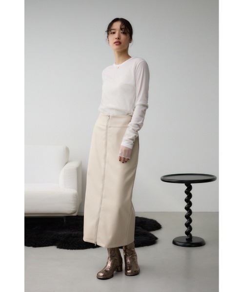AZUL by moussy（アズールバイマウジー）の「フェイクレザーZIPタイトスカート（スカート・レディース・ブラック/ライトベージュ・SMALL/MEDIUM）」の14枚目の写真