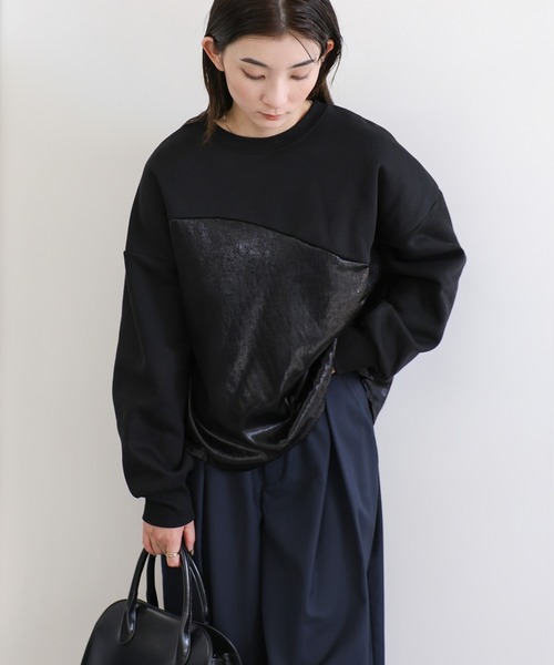 セール】メタリック切替裏起毛トップス（スウェット）｜select MOCA