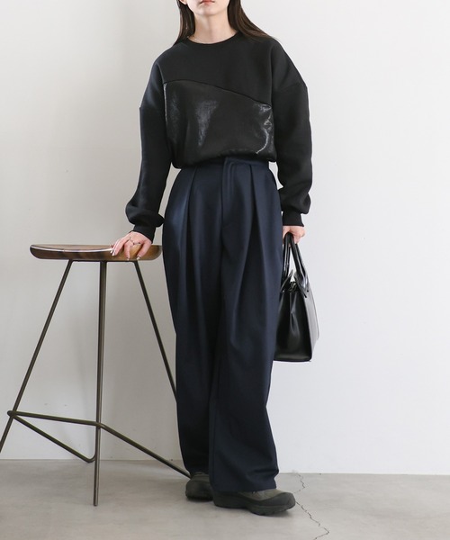 セール】メタリック切替裏起毛トップス（スウェット）｜select MOCA