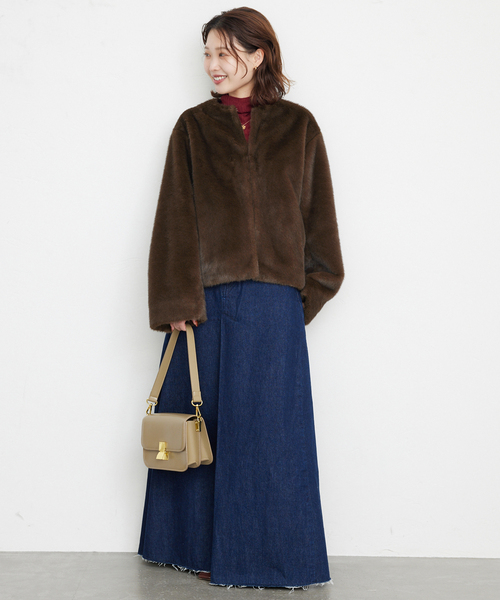 SLOBE IENA Mink Fake fur Coat ベージュ Beige Horizontal Mink Fur Coat - 100% Real Fur - Haute Acorn