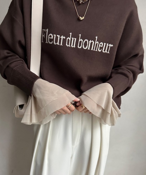 DouDou(ドゥドゥ)の「チュール袖フレアTEE(Tシャツ/カットソー・レディース・オフホワイト/ブラック/ベージュ・FREE)」の3枚目の写真