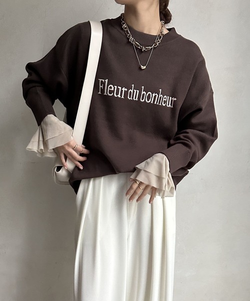 DouDou(ドゥドゥ)の「チュール袖フレアTEE(Tシャツ/カットソー・レディース・オフホワイト/ブラック/ベージュ・FREE)」の10枚目の写真