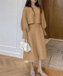 キャミワンピース+オフショルダーニット2点セット