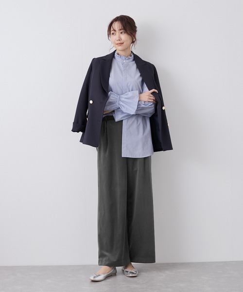 ROPE' PICNIC（ロペピクニック）の「ベロアコーデュロイイージーワイドパンツ（その他パンツ・レディース・ダークブラウン/チャコールグレー/オフホワイト・36/38/40）」の4枚目の写真